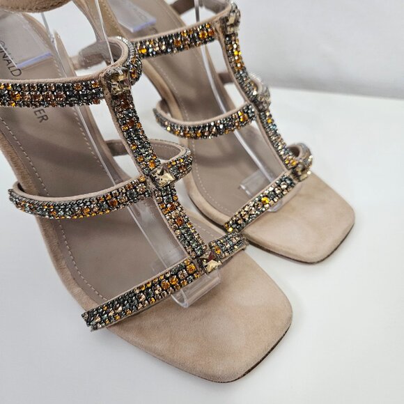 NEW Donald Pliner Winona Strappy Sandals 7.5 Crystals Stiletto Heels Nude - Picture 4 of 12
